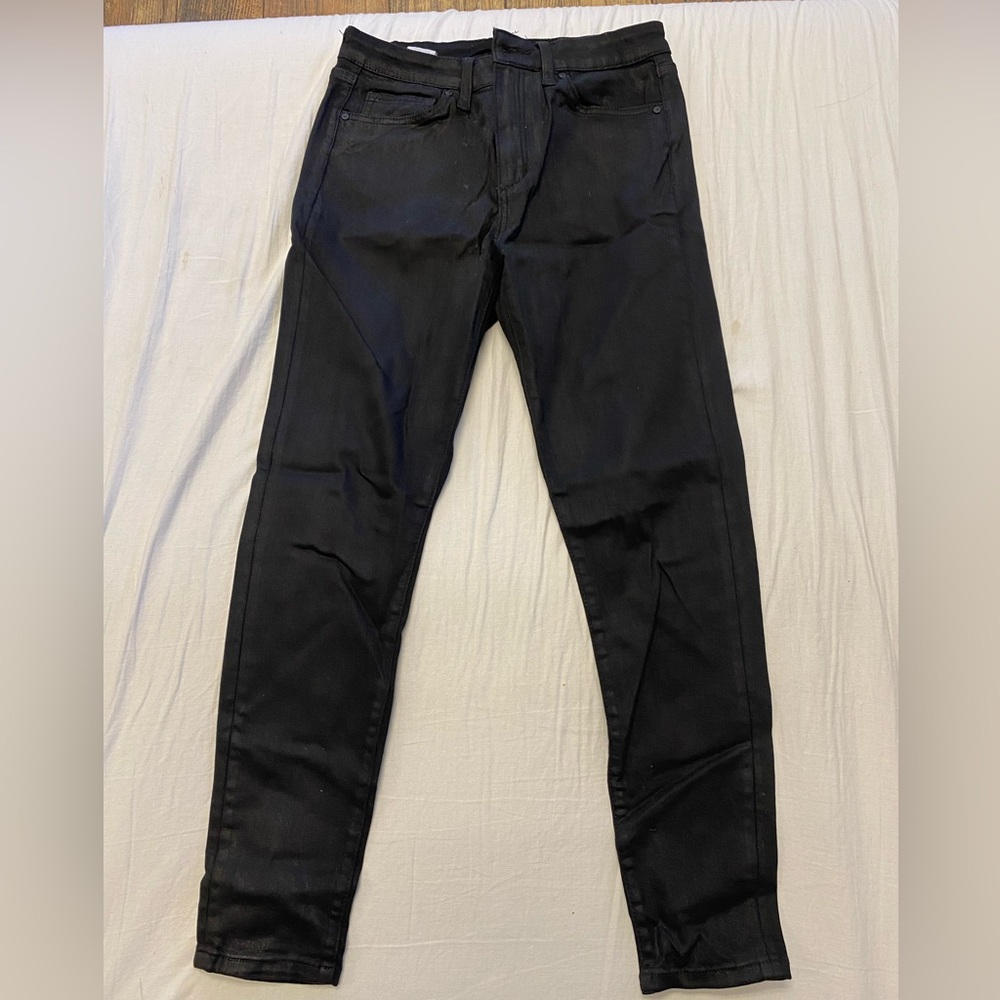 Coated black denim